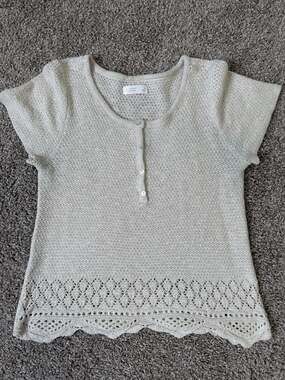 Cream knit cottagecore top scallop hem soft romantic summer layer Cottagecore